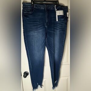 KanCan for Maurice’s Blue relaxed Jeans with Distressed Details and frayed hem.